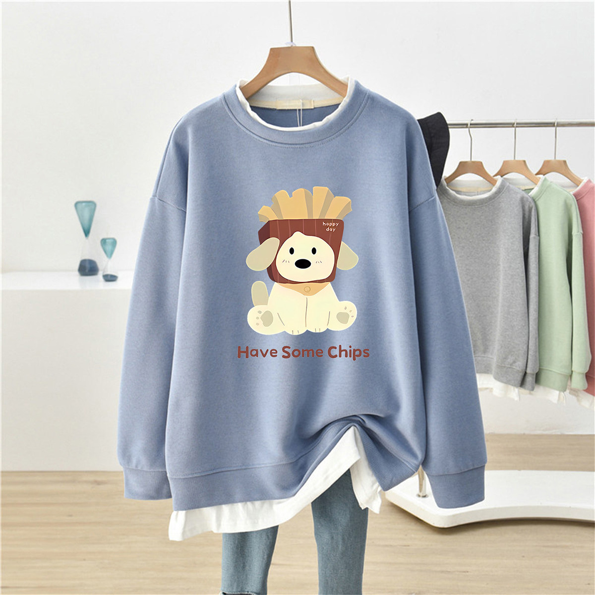 新品2026中长款假两件卫衣女oversize大码200斤胖mm遮肚藏肉上衣,女装/女士精品,卫衣/绒衫,淘宝优惠券,粉丝福利购,淘宝优惠卷