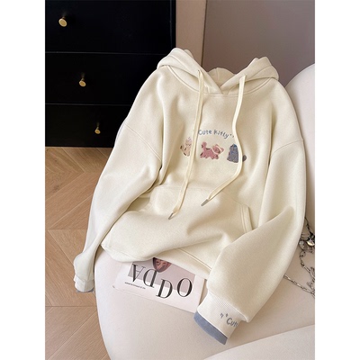 【优质面料】刺绣连帽卫衣女冬季