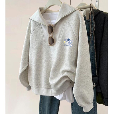 Polo领春秋季2025年新款设计感女士卫衣宽松时尚洋气爆款加绒上衣