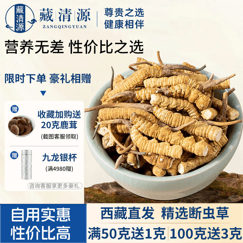 藏清源冬虫夏草官方旗舰店正品10克头期干断草实惠装50克大号断草