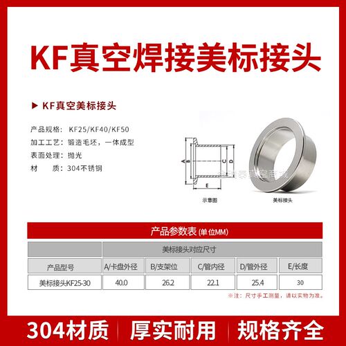 KF25真空焊接头304不锈钢快装法兰接头卡盘接头KF16  KF40 KF50