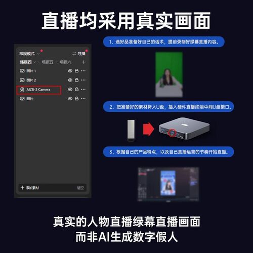 抖音快手无人直播Ai系统24小时录播硬件实景防违规全套黑盒子设备