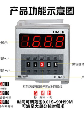 小型2Z循环12V24V数显时间继电器220V可调380V延时控制器DH48S-S