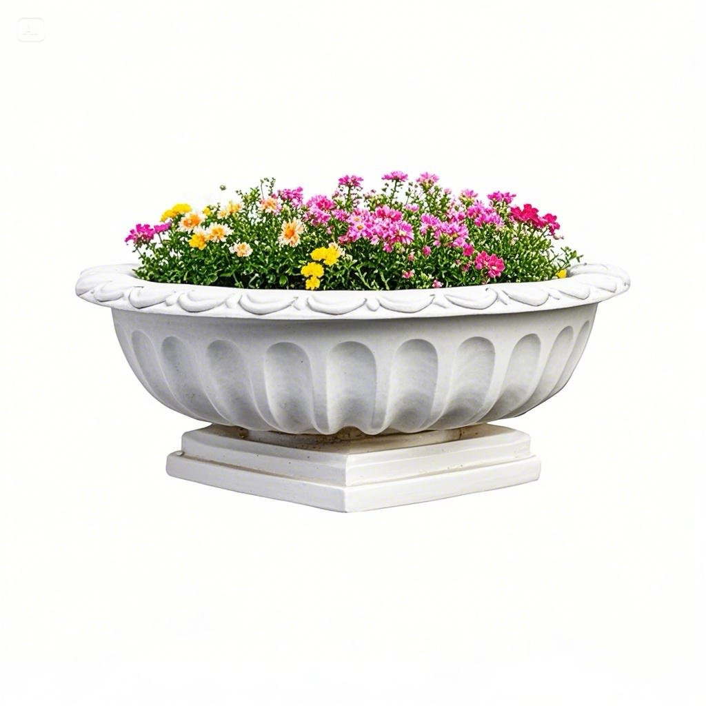 欧式做旧白罗马柱底座花盆户外落地别墅庭院花园装饰摆件工艺品