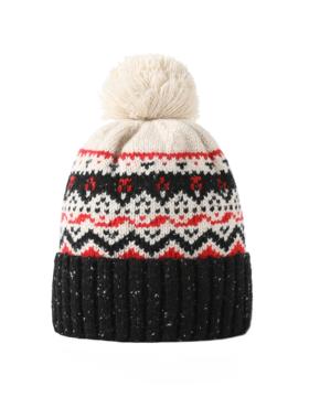 yeye by b.Fleurs新款2025早春风雪花纹费尔岛波浪纹毛球保暖帽子