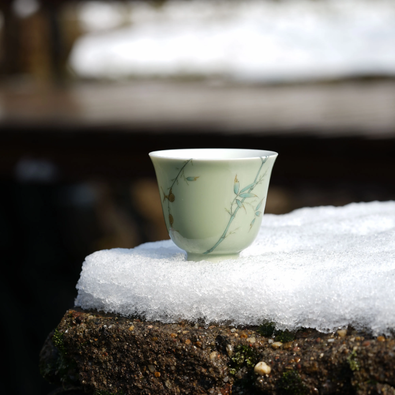 景德镇问源蜗牛老豆青花神杯陶瓷品茗杯手绘中式单主人杯
