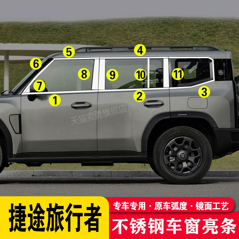 捷途旅行者不锈钢车窗亮条车窗边框装饰条外饰贴条改装配件车品新