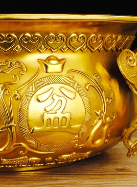 极速20b22年新款纯铜聚宝盆招财家用铜香炉客厅工艺品装饰摆件大