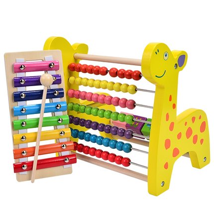 儿童计算架木质八音手敲琴数学教具1-2岁3宝宝绕珠6-12月益智玩具