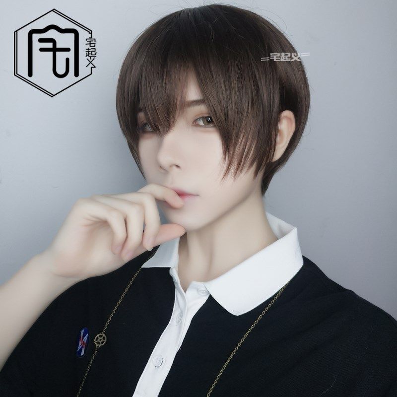 学生男短直发假毛个性帅气自然逼真碎发收脸男款假发头套