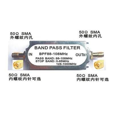 FM调频滤波器，SMA带通，LC滤波器，射频滤波器 band pass filter