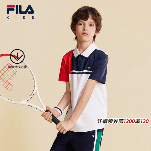 FILA斐乐男童针织短袖POLO衫
