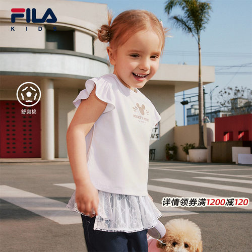 FILA X MICKEY MOUSE联名斐乐儿童短袖T恤2026夏季新款女小童上衣