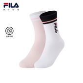女小童中腰袜2件装 新款 抗菌功能 FILA斐乐儿童袜子2025年冬季