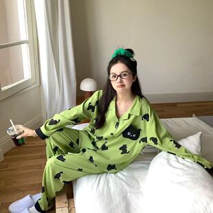 长裤 舒适家居可外穿 长袖 pajamas跨境云朵棉可爱猫咪春秋季