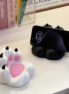 ins风超萌猫爪手机支架2025新款学生宿舍猫咪托盘桌面追剧小支架
