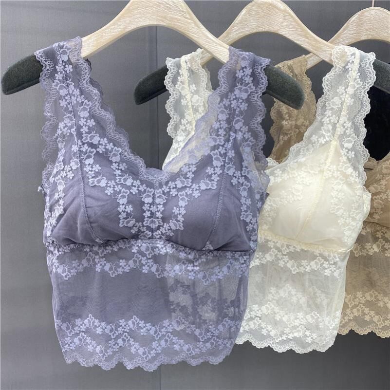 带胸垫大码背心吊带美背蕾丝无袖打底内衣外穿聚拢防走光内搭上衣