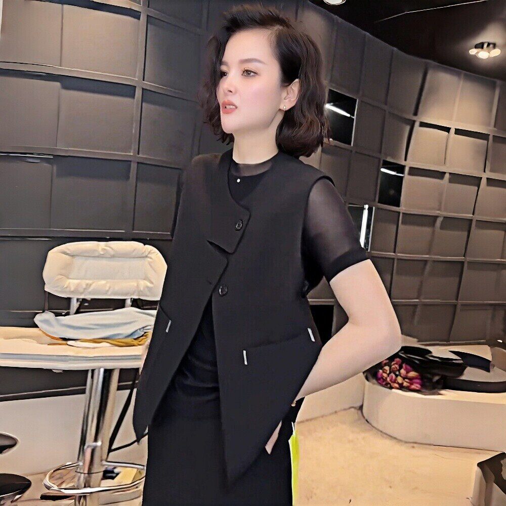 2026春夏季新款休闲百搭黑色西装马甲女时尚坎肩宽松背心马夹外套