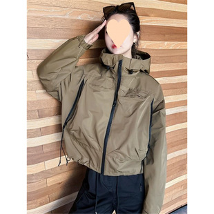 2025新款 小众连帽风衣宽松百搭夹克冲锋衣短外套女设计感潮流 春季