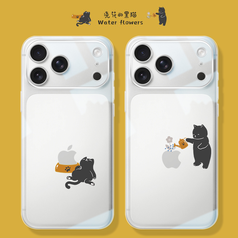 适用iPhone17promax透明手机壳16pro创意可爱猫咪苹果15镜头全包13防摔有趣个性14promax简约小众搞怪17软壳