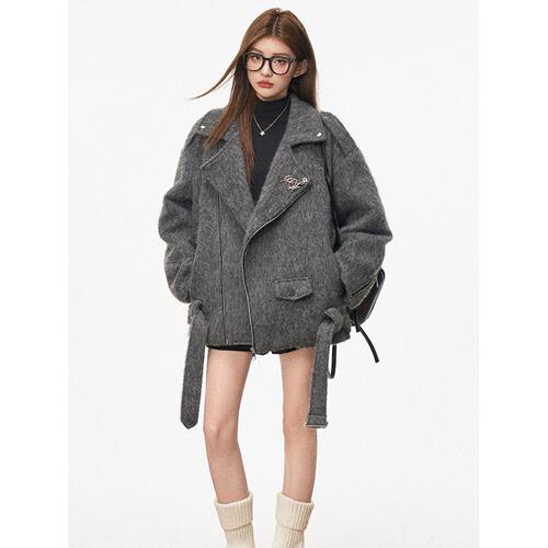WESTAYONE冬季新款长毛毛呢西装大衣女棉服外套高级感韩系通勤