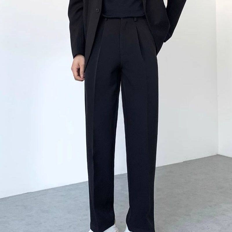 秋季款休闲西裤男宽松直筒韩版潮流坠感阔腿裤西装裤垂感裤子男