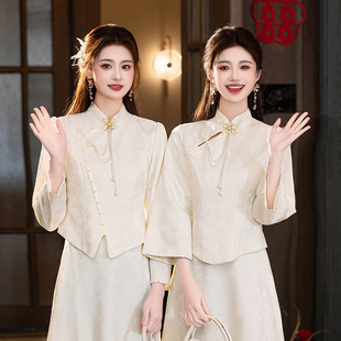 中式伴娘服冬装2025新款姐妹团裙大码胖mm绝美礼服高级感平时可穿