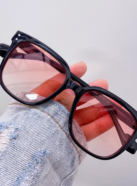 渐变粉方形复古男女墨镜腮红