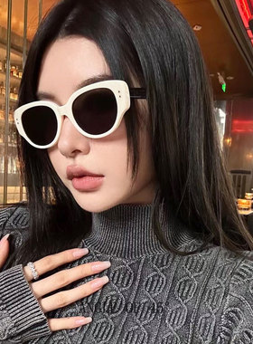 防紫外线猫眼时尚女白色网红墨镜