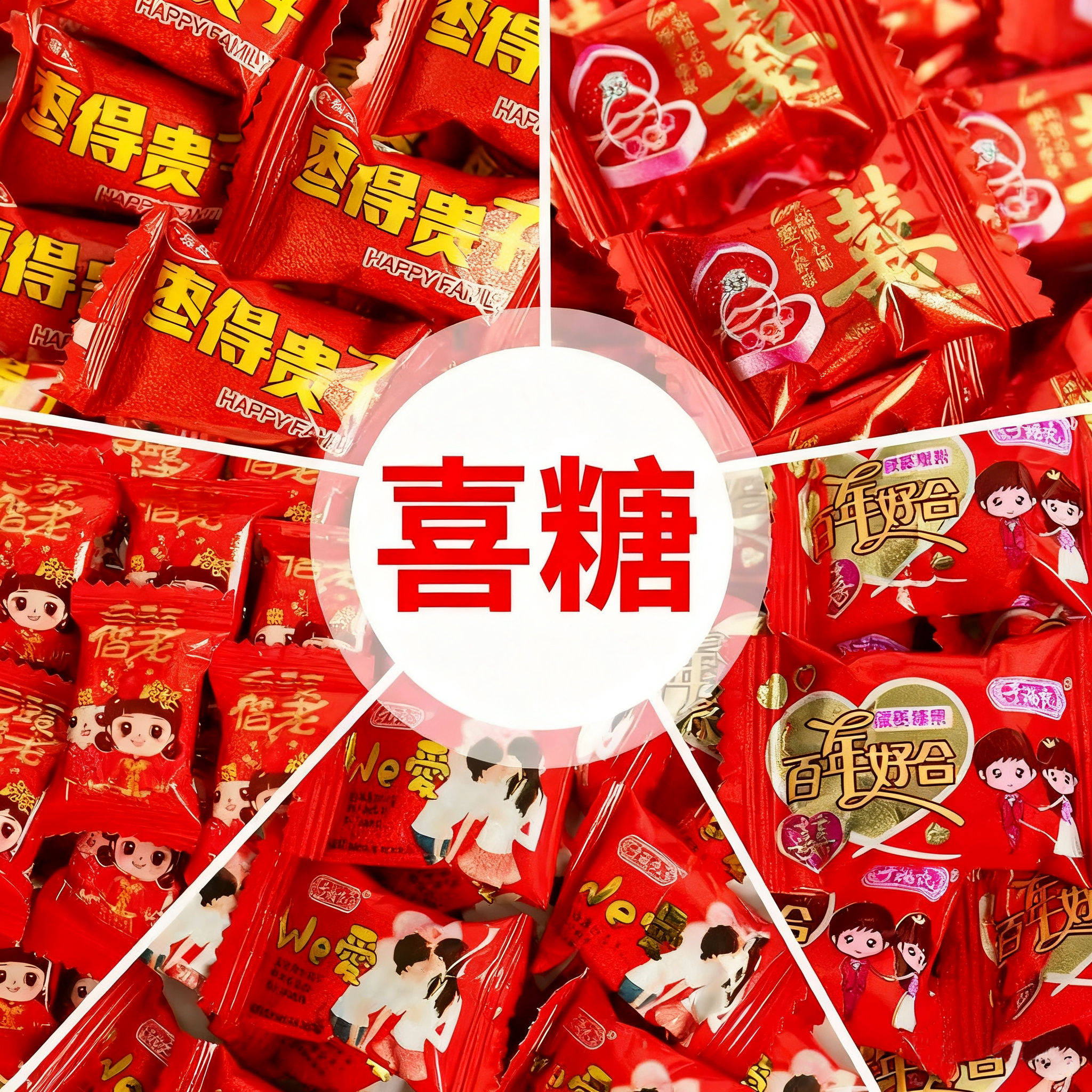 结婚喜糖批发散装混合糖果婚庆婚礼专用喜糖红色婚宴喜糖年货5斤
