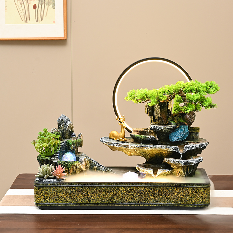 假山流水喷泉摆件循环水办公室客厅桌面鱼池景观风水轮招财转运球