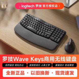 罗技人体工学系列WAVE 蓝牙软垫掌托办公舒适 KEYS无线键盘商用版