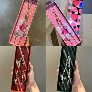 星巴克24情人节限定手链Casetify联名粉色雪花女神手机链情侣手绳