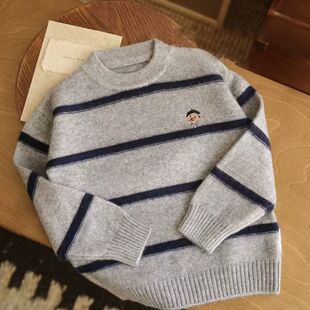 秋冬儿童加厚毛衣男童圆领保暖半高领针织打底衫中大童百搭上衣