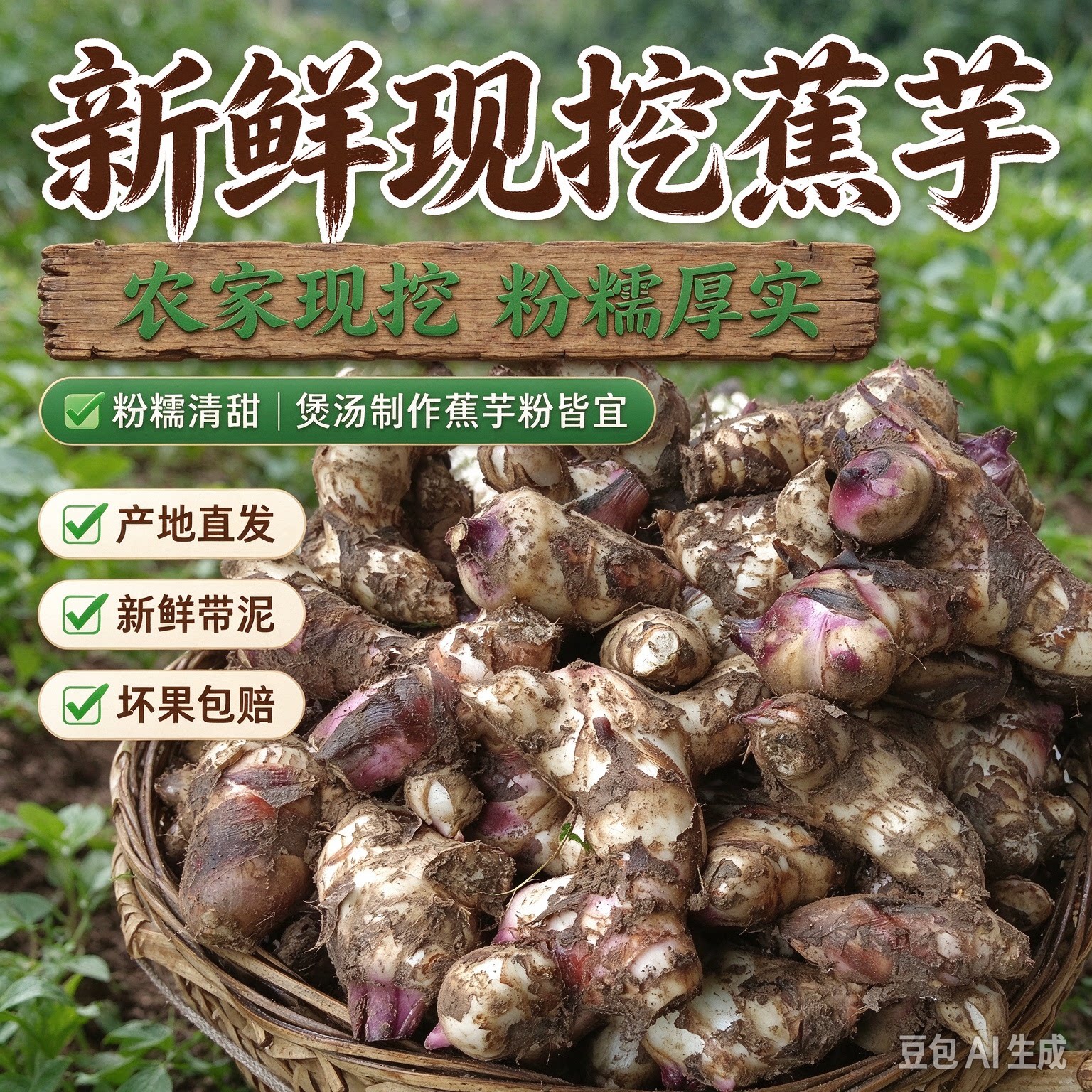 2026广东新鲜蕉芋粉糯芭蕉芋新鲜现挖现发素食煲汤清甜现货包邮
