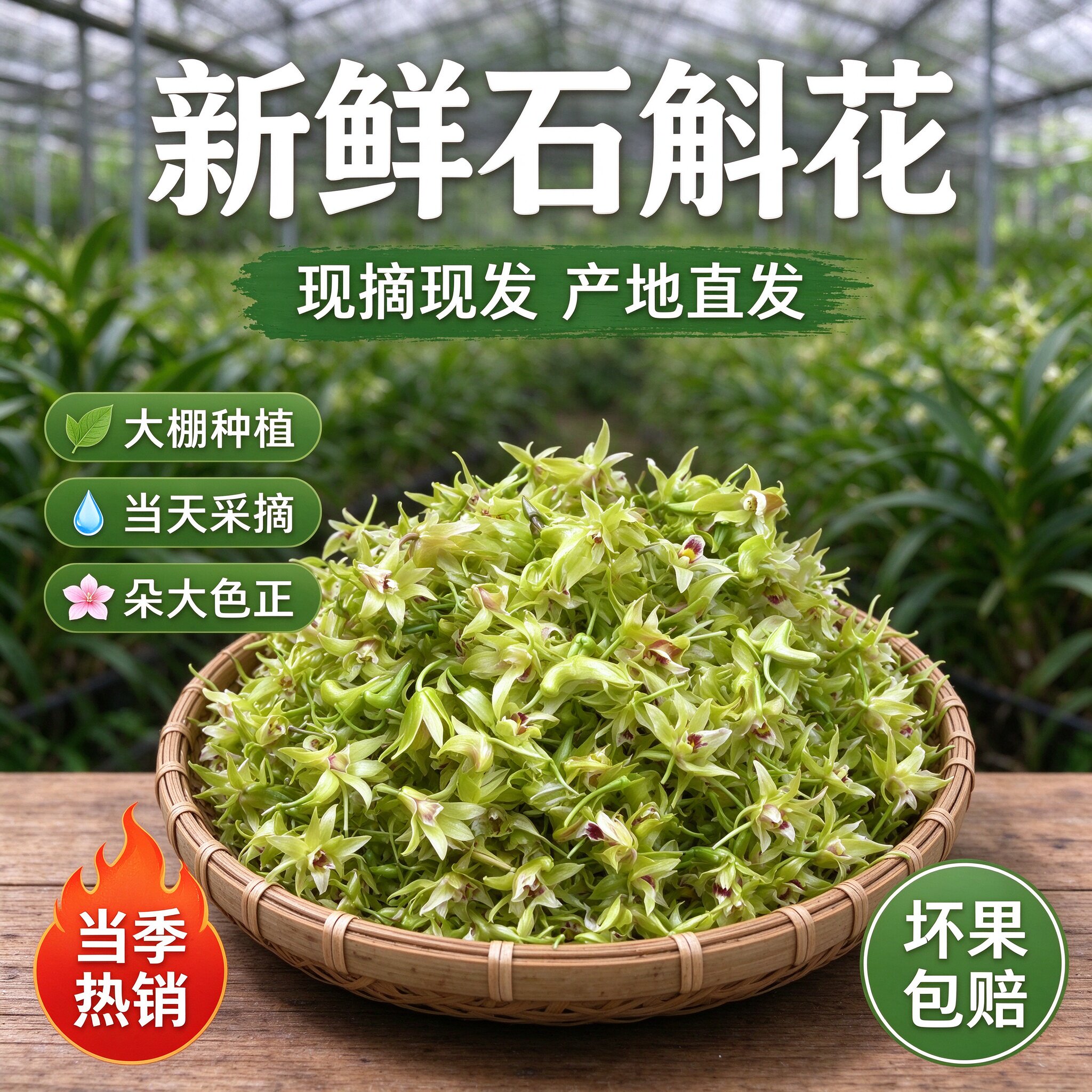 【顺丰包邮】现摘新鲜铁皮石斛鲜花现采发货酒店食用鲜花