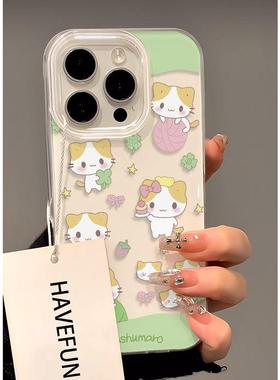 可爱趣味猫咪适用16E手机壳苹果17promax小米13白色12大孔15女14新款适用于苹果17promax手机壳iphone16巨好