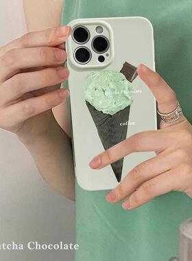 绿色冰淇淋适用OPPOk11手机壳Re新findx7菲林a95硬壳r17女s18新款适用于苹果17promax手机壳iphone16巨好看的