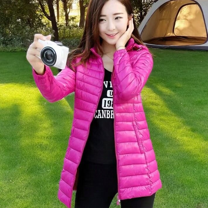 棉服女中长款韩版修身羽绒棉服2025冬季新款时尚气质收腰保暖棉袄