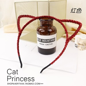 可爱的猫耳朵发箍超萌韩国甜美发卡压头箍细发饰头饰洗脸黑色超仙