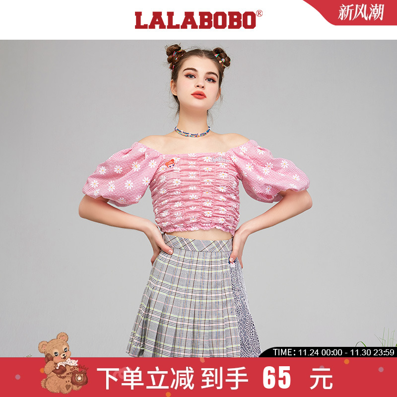 lalabobo2021新款原创泡泡袖高腰