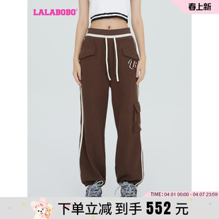 LBCC LALABOBO美式 WXZC20 口袋束脚休闲卫裤 新款 运动裤 女2023秋季