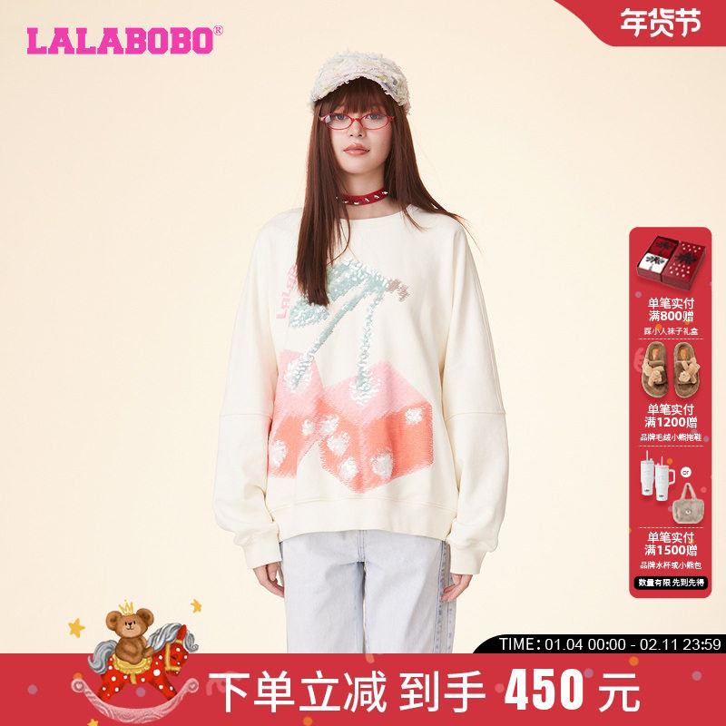 LALABOBO24春新韩系慵懒风筛子水果套头圆领卫衣女|LBDA-WSTS45,女装/女士精品,卫衣/绒衫,淘宝优惠券,粉丝福利购,淘宝优惠卷