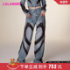 LALABOBO23冬新爱心战甲美式 WXZC49 LBCD 简约风图案拼接牛仔裤 女