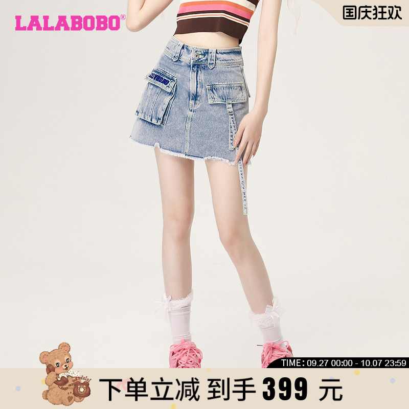 lalabobo春夏牛仔a字短裙