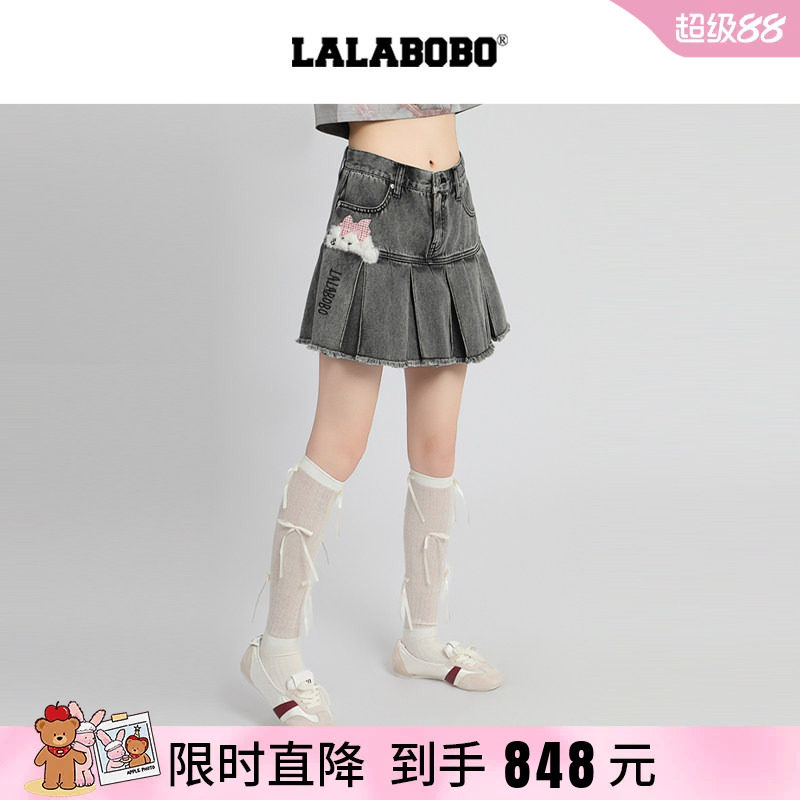 LALABOBO糯米蝴蝶结褶裙