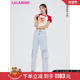LALABOBO2023夏季 WXZC11 子女XBCB 新款 舒适蜡笔小新字母牛仔长裤