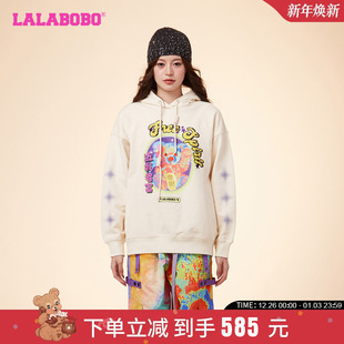 LBDA LALABOBO春新宽松可爱甜美连帽卫衣 WSTS36 招财熊 汪睿同款