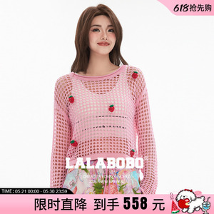 LALABOBO草莓针织罩衫