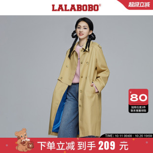 LALABOBO中长款 小个子大衣chic英伦风高级感 风衣外套女2021年新款
